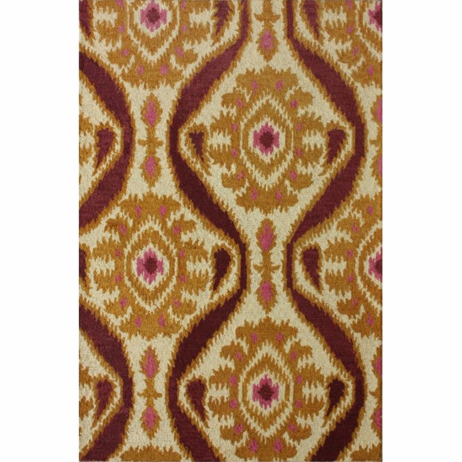 Nuloom Handmade Ikat Natural Wool Rug (76 X 96) (MultiPattern FloralTip We recommend the use of a non skid pad to keep the rug in place on smooth surfaces.All rug sizes are approximate. Due to the difference of monitor colors, some rug colors may vary s