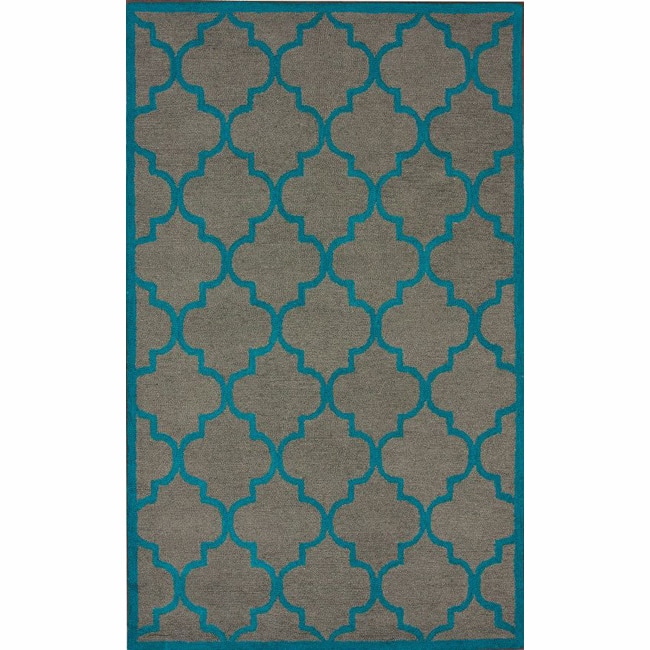 Handmade Luna Moroccan Trellis Grey Crisscross-Pattern Wool Rug (5' x 8') - 5' x 8'