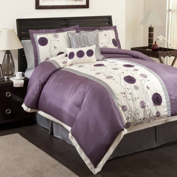 purple and grey comforter queen