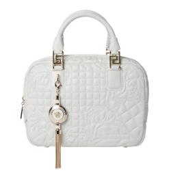 Versace 'Vantias' Quilted White Leather Satchel Bag Versace Designer Handbags