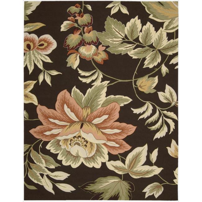 Nourison Hand hooked Fantasy Brown Floral Rug (8 X 106)