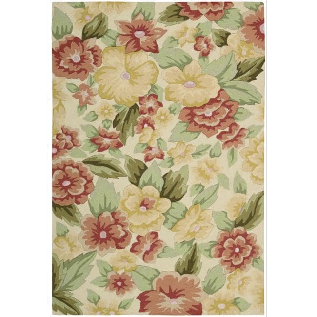 Nourison Hand hooked Fantasy Ivory Floral Rug (5 X 76)