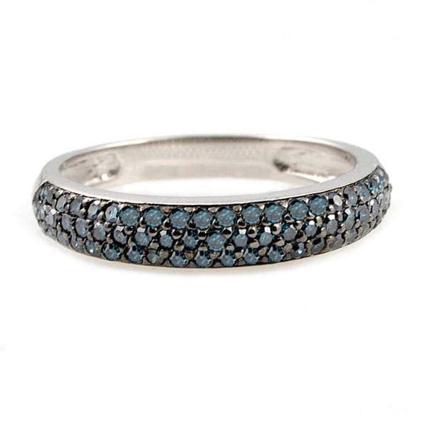 Beverly Hills Charm Silver 1/2ct TDW Blue Diamond Band Ring (Blue, I1)