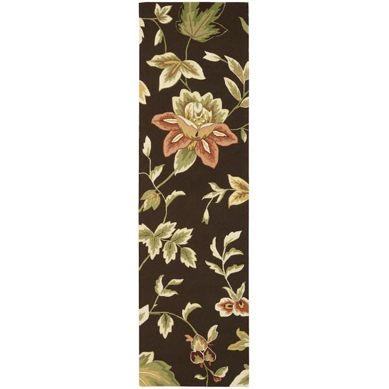 Nourison Fantasy Traditional Floral Hooked Area Rug - 2'3" x 8' Runner - Brown - Runner/Rectangle