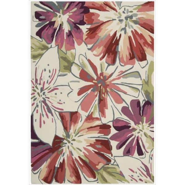 Nourison Fantasy Abstract French Country Floral Area Rug - 3'6" x 5'6" - Ivory - Runner/Rectangle