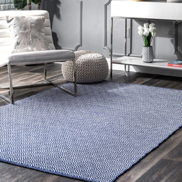 Shop nuLOOM Handmade Flatweave Diamond Navy Cotton Rug 8' x 10