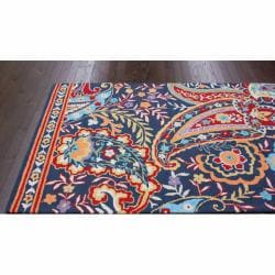 nuLOOM Handmade Paisley Blue Wool Rug (7'6 x 9'6) Nuloom 7x9   10x14 Rugs