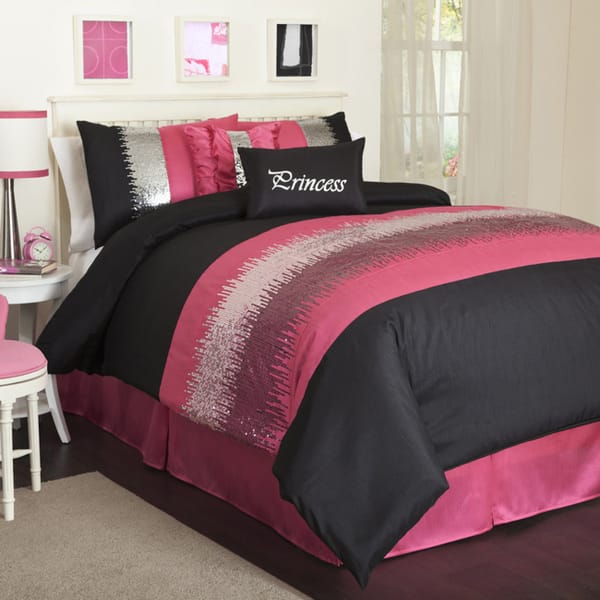 Shop Lush Decor Black Pink Night Sky 6 Piece Comforter Set Free