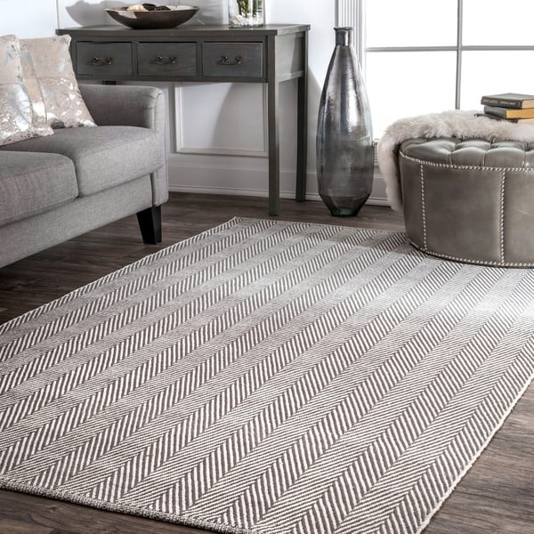 nuLOOM Handmade Flatweave Herringbone Chevron Cotton Rug (8' x 10') - 8' x 10'