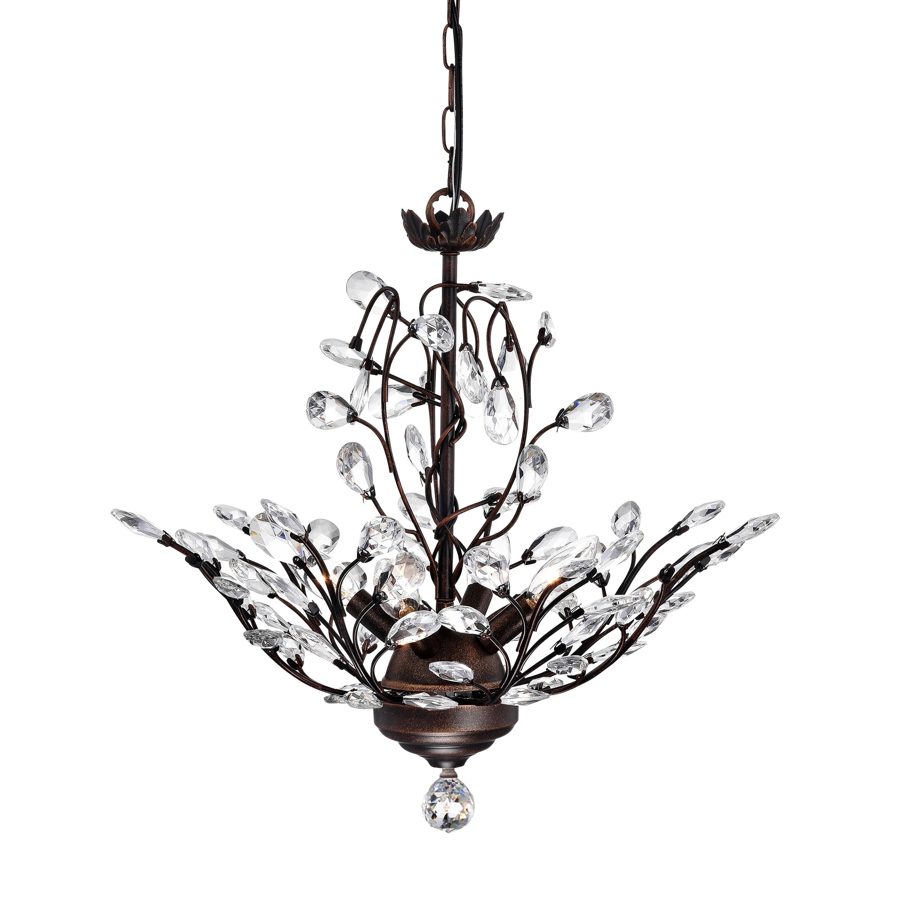 Holly 4-light Antique Copper Crystal Leaves Chandelier (4-Light, Black, Crystal Chanderlier) - Chandeliers For Bedrooms by Overstock.com
