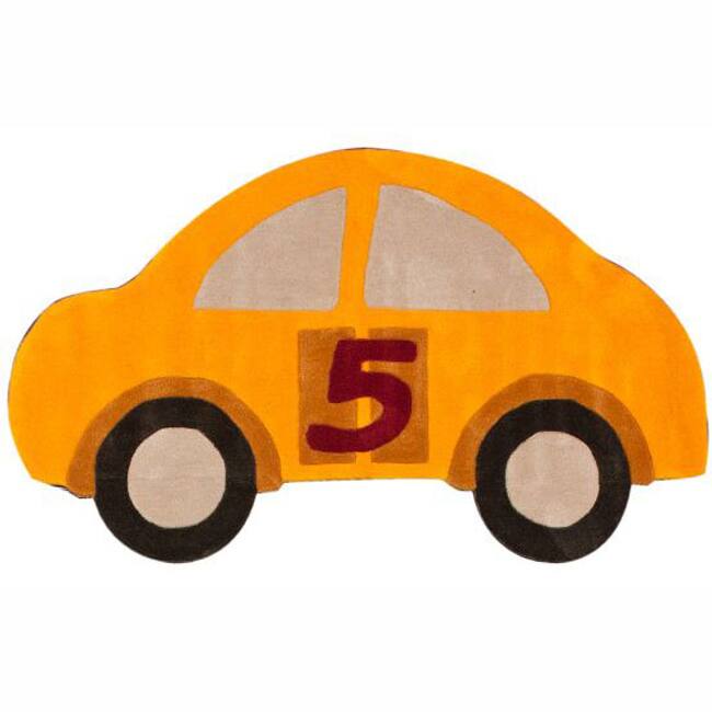 Nuloom Handmade Kids Car Yellow Rug (3' x 5') - 3' x 5'