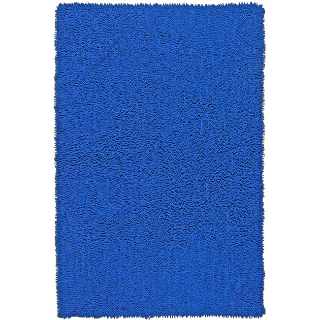 Hand Woven Shagadelic Neon Blue Chenille Shag Rug (25 X 416)