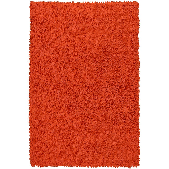 Hand Woven Shagadelic Orange Chenille Shag Rug (25 X 46)