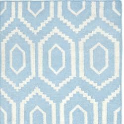 Safavieh Hand woven Moroccan Dhurrie Blue/ Ivory Wool Rug (2'6 x 12') Safavieh Runner Rugs