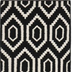 Transitional Handmade Moroccan Dhurrie Black and Ivory Wool Rug (2'6 x 10') Safavieh Runner Rugs