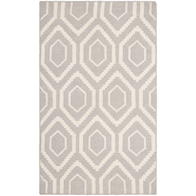 Moroccan Dhurrie Gray/ivory Pure Wool Rug (3 X 5)