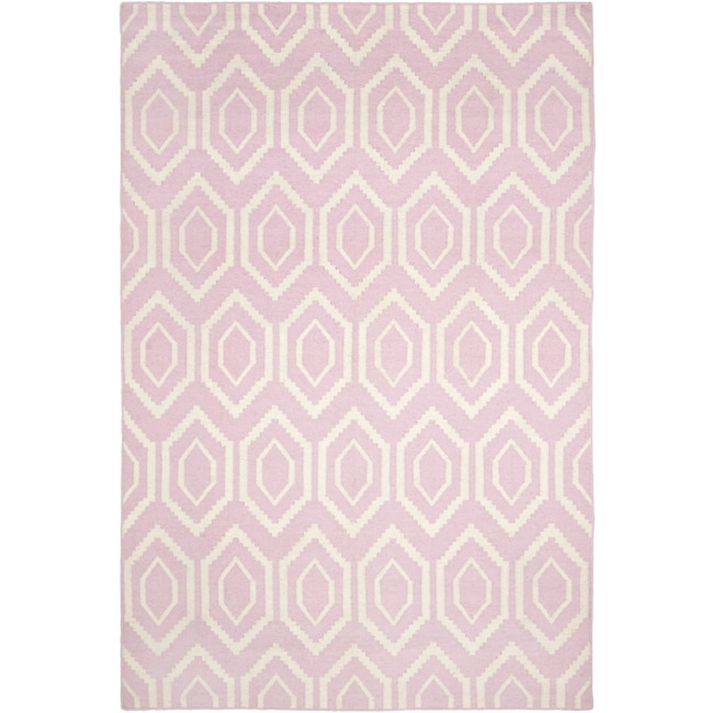 Safavieh Hand woven Moroccan Dhurrie Pink/ Ivory Wool Rug (5 X 8)