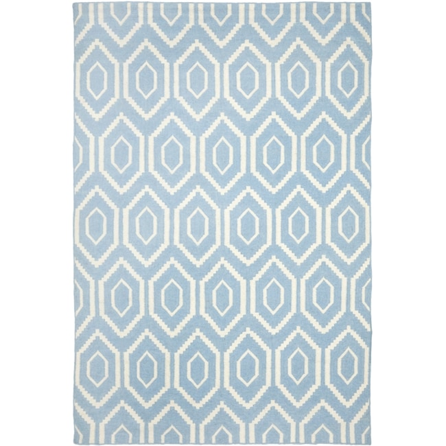 Safavieh Hand woven Moroccan Dhurrie Blue/ Ivory Wool Rug (10 X 14)