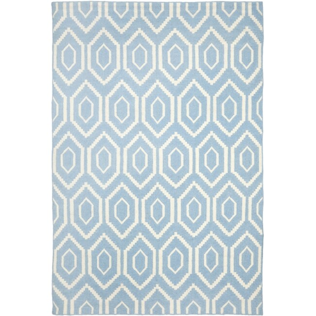 Safavieh Hand woven Moroccan Dhurrie Blue/ Ivory Wool Rug (6 X 9)