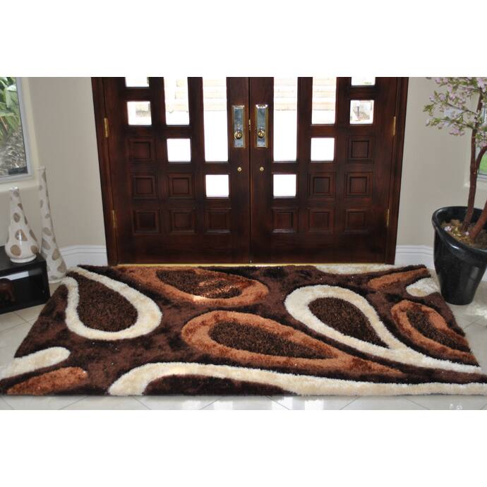 EverRouge Feather 3D Poly Silk Area Rug - 5' x 8'