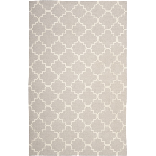 Safavieh Hand woven Moroccan Dhurrie Grey/ Ivory Wool Rug (9 X 12)