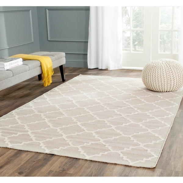 Safavieh Hand-woven Moroccan Reversible Dhurrie Grey/ Ivory Wool Rug - 8' x 10'
