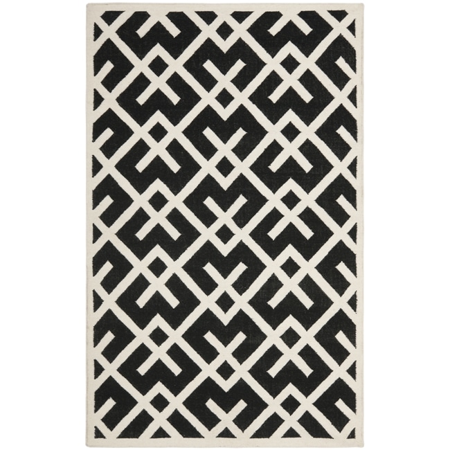 Moroccan Dhurrie Black/ivory Indoor Wool Rug (8 X 10)