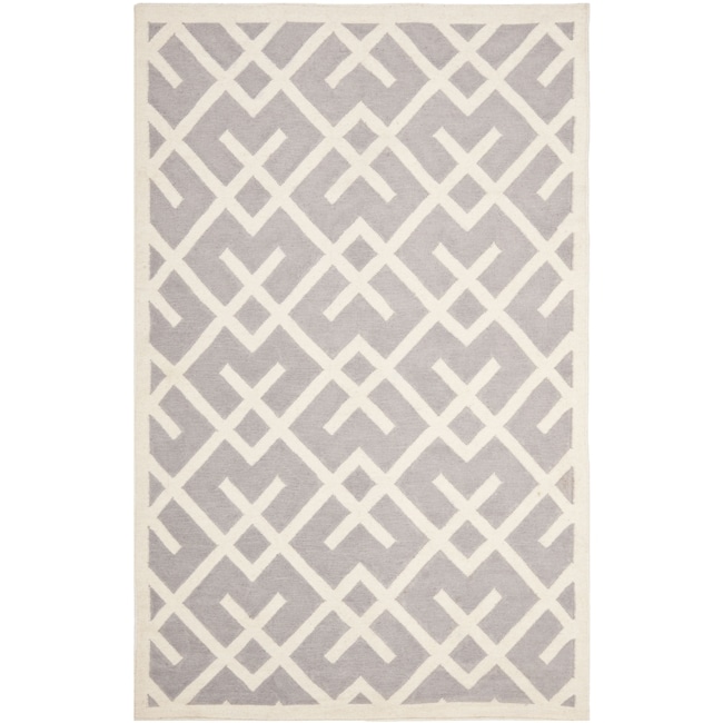 Safavieh Hand woven Moroccan Dhurrie Grey/ Ivory Wool Rug (6 X 9)