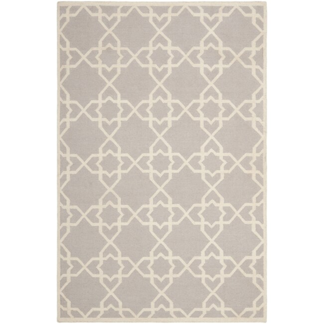 Safavieh Handwoven Moroccan Dhurrie Gray/ Ivory Wool Area Rug (8 X 10)