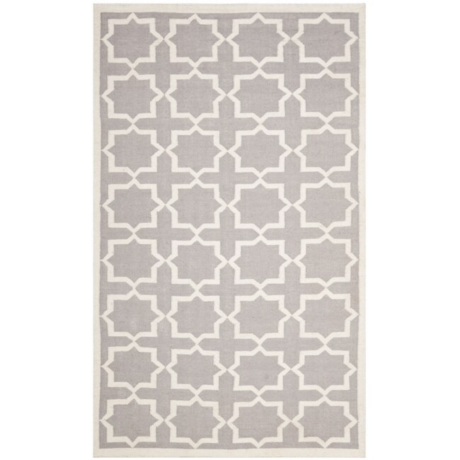 Safavieh Handwoven Moroccan inspired Dhurrie Gray/ Ivory Wool Rug (8 X 10)