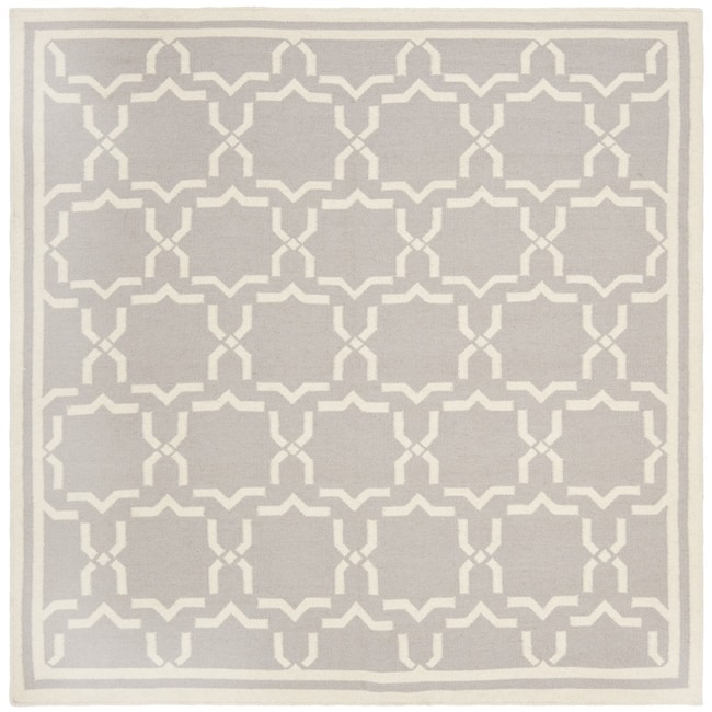 Moroccan Dhurrie Gray/ivory Wool Area Rug (8 Square)