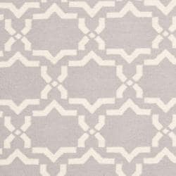 Moroccan Dhurrie Geometric Grey/Ivory Wool Rug (6' x 9') Safavieh 5x8   6x9 Rugs