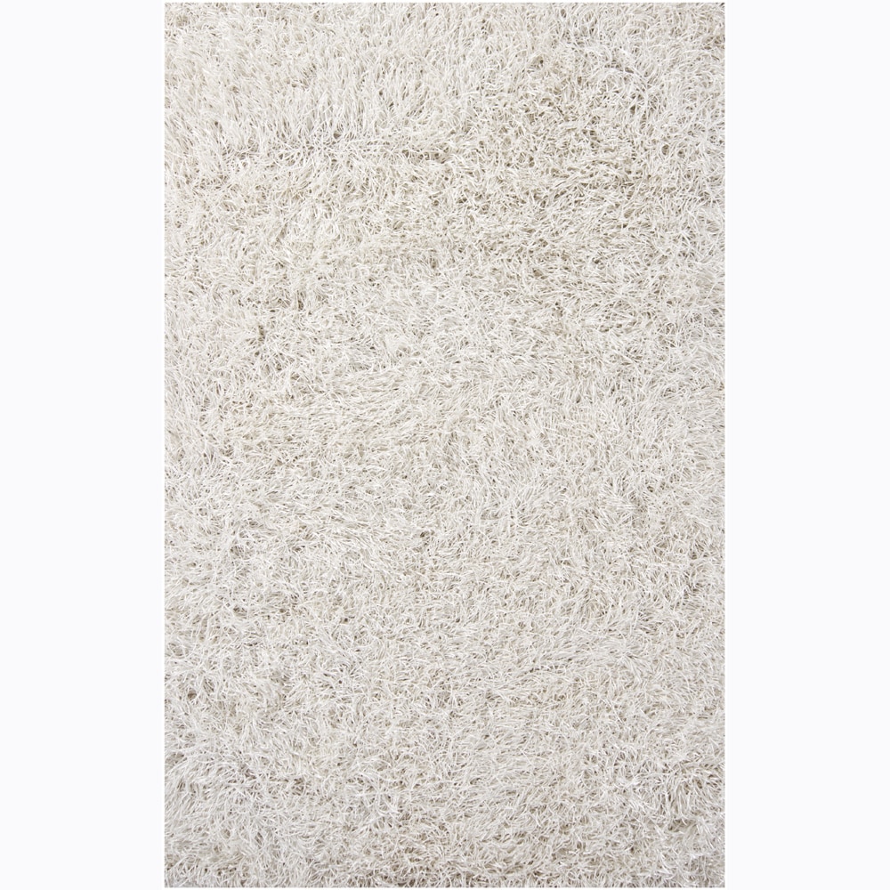 Hand woven Duketi White Shag Rug (5 X 76)