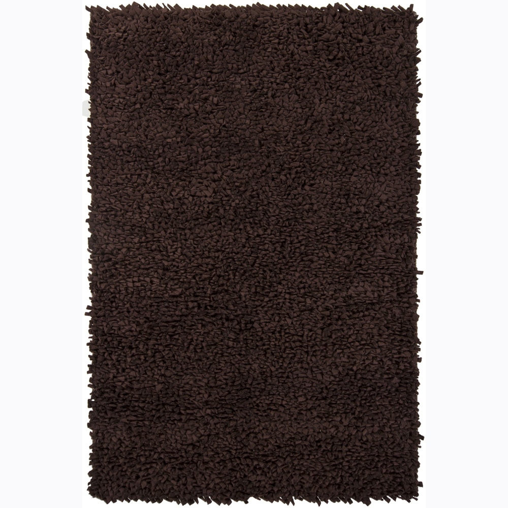 Hand woven Azzuroh New Zealand Wool Shag Rug In Brown (5 X 76)