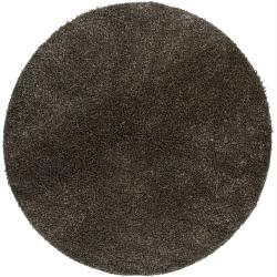 Hand woven Alexa Beige/ Black Shag Rug (7'9 Round) Round/Oval/Square