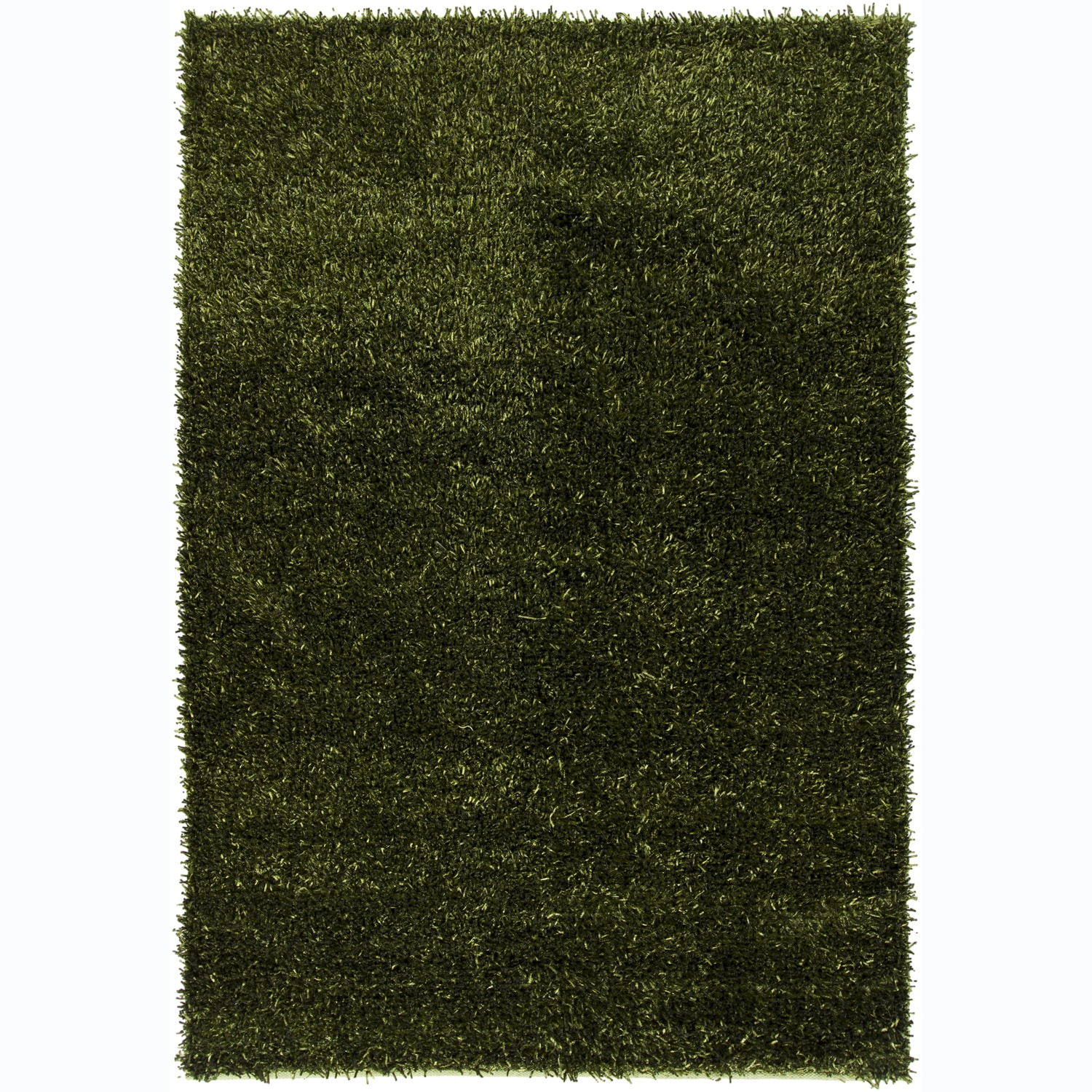 Hand woven Alexa Green/ Black Shag Rug (2 X 3)