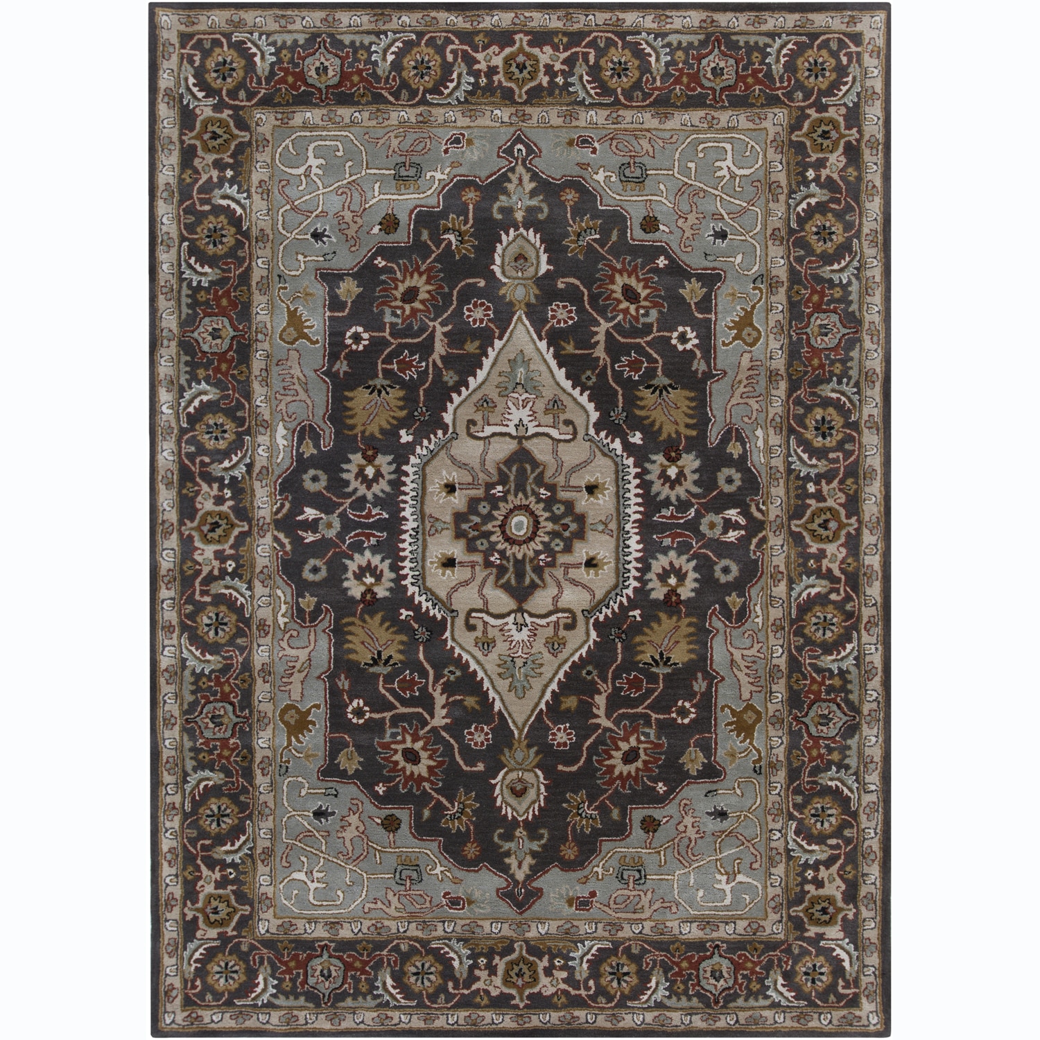 Hand tufted Bajrang Oriental Grey Wool Rug (7 X 10)