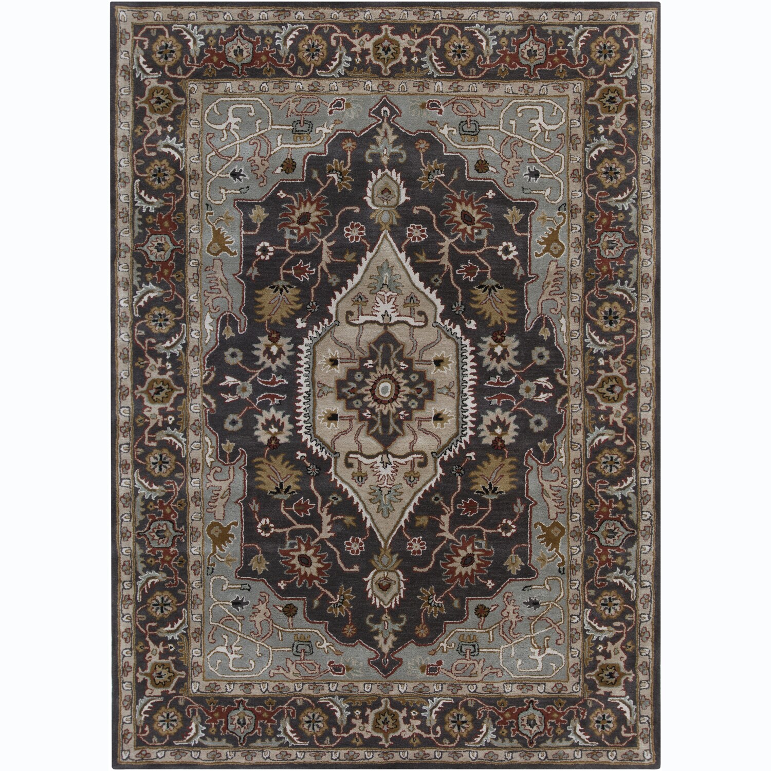 Hand tufted Bajrang Oriental Grey Wool Rug (9 X 13)