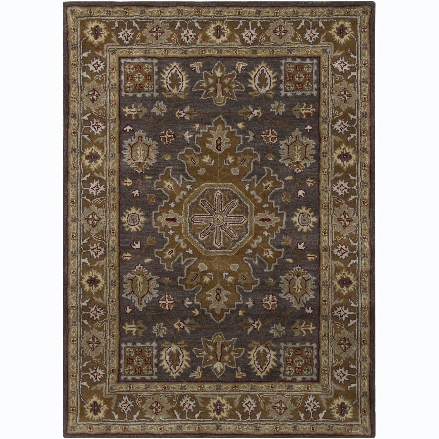 Hand tufted Bajrang Oriental Grey Wool Rug (9 X 13)