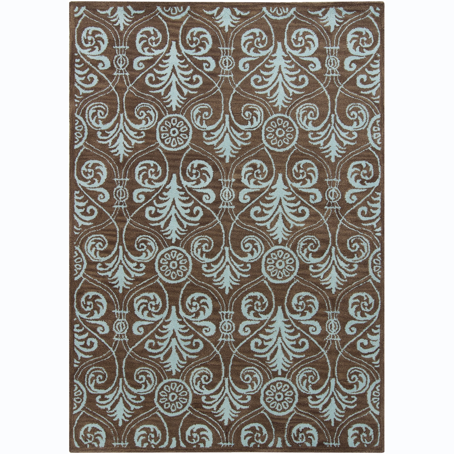 Hand tufted Mani Abstract Brown Wool Area Rug (5 X 7)