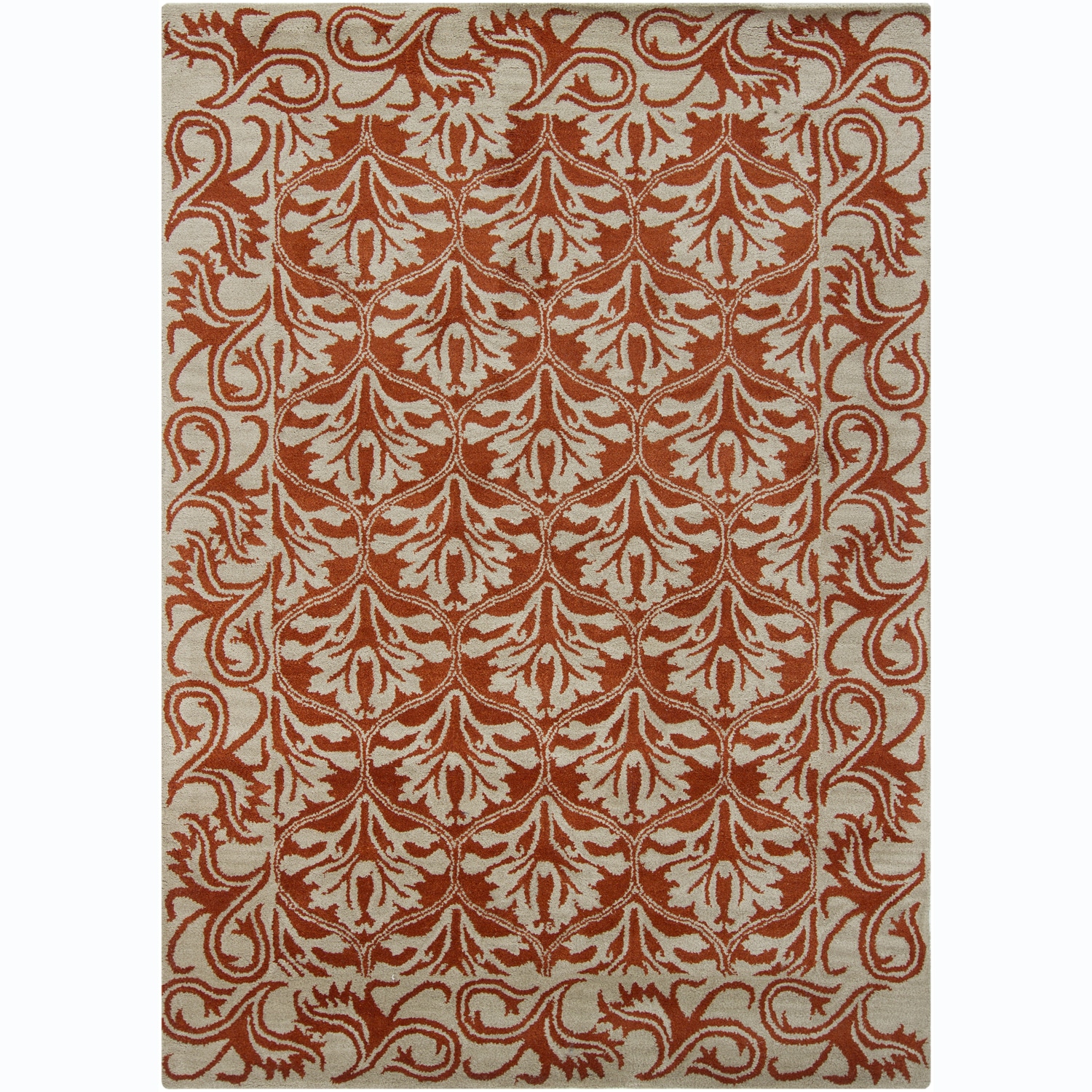 Hand tufted Mani Floral Beige Wool Rug (7 X 10)