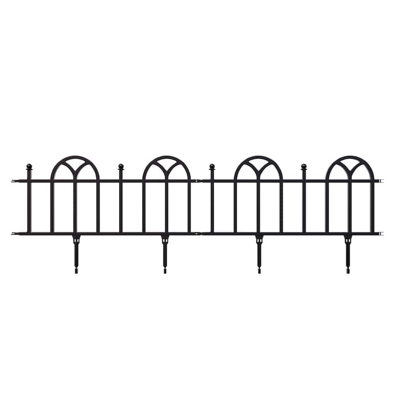 Garden Edging Border for Landscaping- Victorian Fence, 4 Piece Set of Black Interlocking Outdoor Lawn Stakes by Pure Garden (8’)