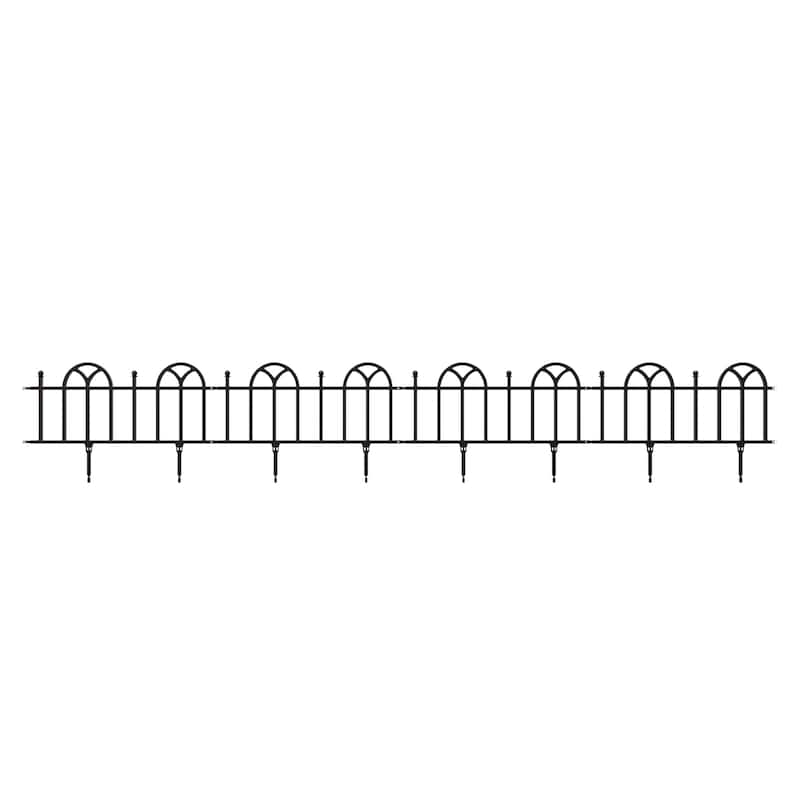 Garden Edging Border for Landscaping- Victorian Fence, 4 Piece Set of Black Interlocking Outdoor Lawn Stakes by Pure Garden (8’)