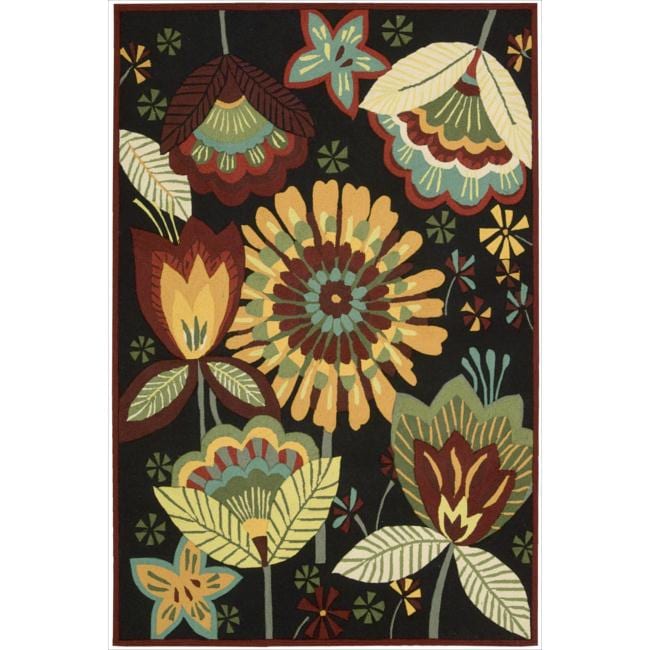 Nourison Hand-hooked Fantasy Black Rug - 2'6" x 4'