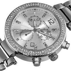 Akribos XXIV Women's Crystal Chronograph Silver-Tone Bracelet Watch