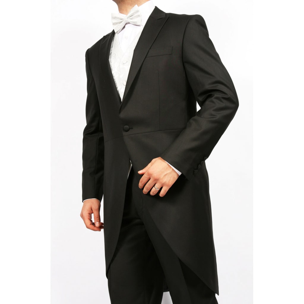 Ferreccis Mens Black 2 piece 1 button Cutaway Tuxedo