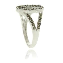 Dolce Giavonna Silver Overlay Marcasite Peace Symbol Ring Dolce Giavonna Gemstone Rings