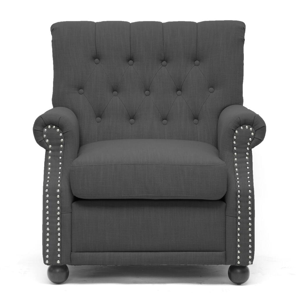 Baxton Studio Moretti Dark Grey Linen Modern Club Chair