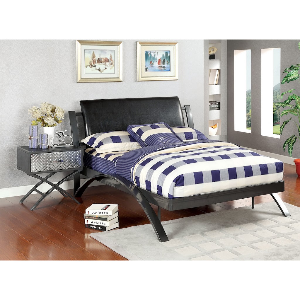 Furniture of America Liam Modern Grey Full Bed with Nightstand Set