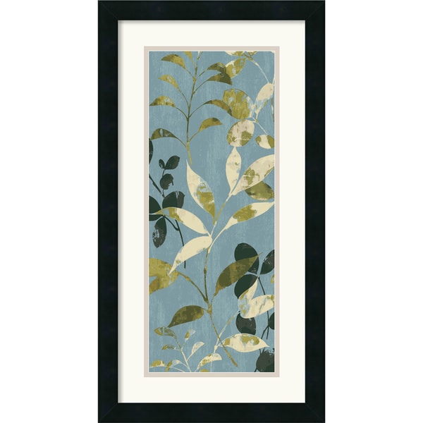 Wild Apple Portfolio 'Leaves on Blue I' Framed Art Print Prints